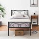thumbnail image 3 of Negra tamaño individual size marco de cama con almacenamiento metal marco de cama con vintage pattern cabecero y footboard mattress foundation fácil montaje, 3 of 7