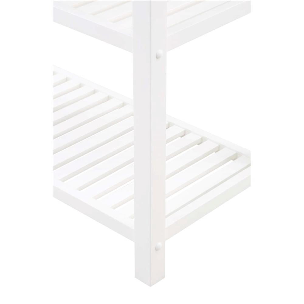 Pemberly Row 3-Tier Butcher Block Kitchen Prep Island with Drawer- White Wood