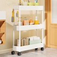 thumbnail image 1 of Feltree 3-Tier Movable Crevice Storage Rack with Locking Wheels, Adjustable Shelves for Bathroom and Kitchen Organization, Space-Saving Plastic Organizer, 1 of 8