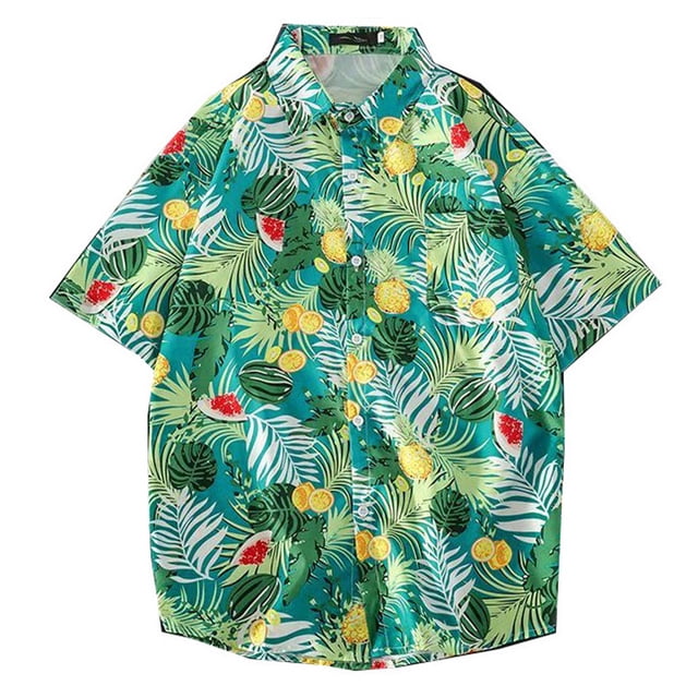 Camisa casual para hombre, camisas de playa tropicales, camisa de playa estampada, top regular de verano