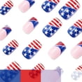 thumbnail image 2 of 4th of July Press on Nails Short Square Fake Nails Independence Day False Nails Press ons with American Flag Designs Acrylic Nails Full Cover Glue on Nail Stick on Nails for Women Manicure 24Pcs, 2 of 7