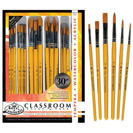 - Royal Brush Golden Taklon Brush Classroom Value Pack, Pack of 30