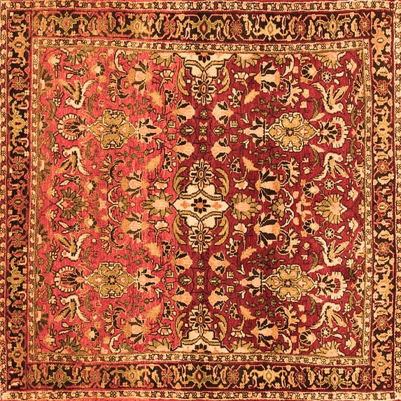Ahgly Company Indoor Square Persian Orange Traditional Area Rugs, 3' Square