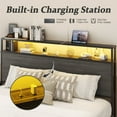thumbnail image 5 of Fluest Queen Bed Frame with 2-Tier Headboard,Metal Support,USB Port & LED Light, 4 Storage Drawers, Grey, 5 of 7