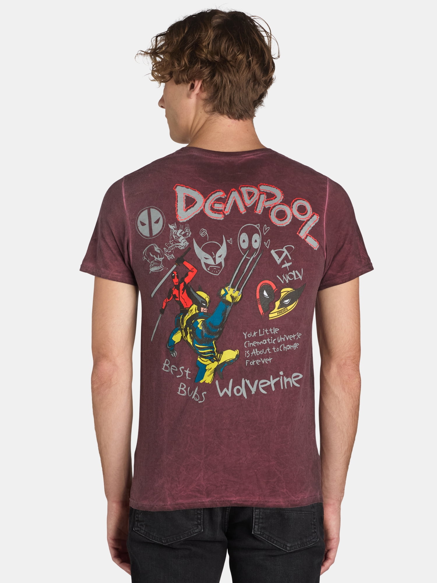 Deadpool & Wolverine Men’s & Big Men's Mineral Wash Graphic Tee, Sizes S-3XL