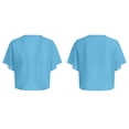 thumbnail image 4 of Yyeselk Women's Chiffon Bolero Shrug Cropped Cardigan Summer Short Sleeve Open Front Ultra Light Sheer Cover Up Tops Blue M, 4 of 9