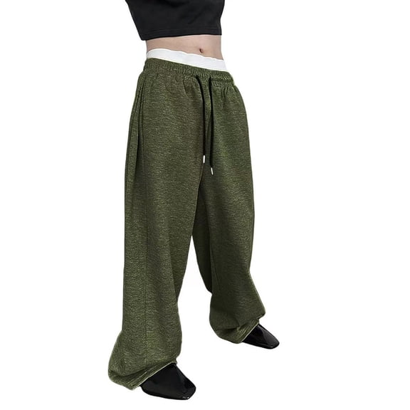 CIAKGIAF Mens Pants Sports Mens Sweatpants Elastic Waisted Straight Leg Casual Soild Color Drawstring Army Green for L