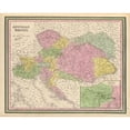 thumbnail image 2 of Vintage Maps 24x20 Black Modern Framed Museum Art Print Titled - Austrian Empire 1849, 2 of 4