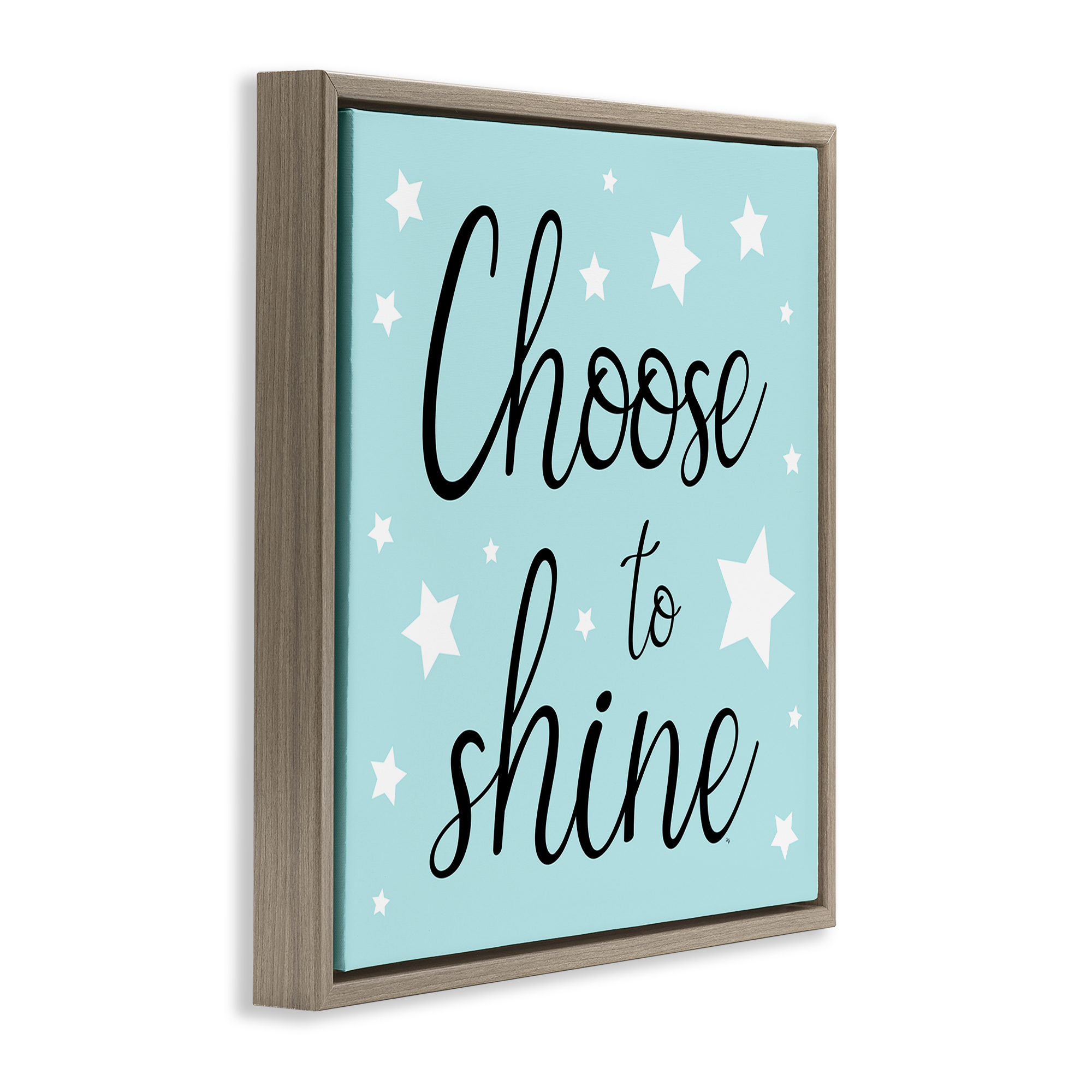 Stupell Industries Choose to Shine Stars Inspirational Quotes & Sayings Painting Brown Floater Framed Canvas Art Print Wall Art, 25 x 25