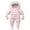 Pink, variant on GYRATEDREAM Baby Winter Hooded Snowsuit New Born Toddler Girls Boys Winter Thick Romper Outwear Snow Wear with Mittens and Shoes,Baby Winter Clothes for 6-24M