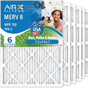 12x24x1 Air Filter MERV 8 Comparable to MPR 700 & FPR 5 Electrostatic Pleated Air Conditioner Filter 6 Pack HVAC AC Premium USA Made 12x24x1 Furnace Filters by AIRX FILTERS WICKED CLEAN AIR.