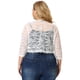 thumbnail image 5 of Cárdigan de encogimiento de hombros de talgrande pamujer, mangas 3/4, chaquetas de bolero de corte frontal con lazo de encaje floral blanco 3X, 5 of 7