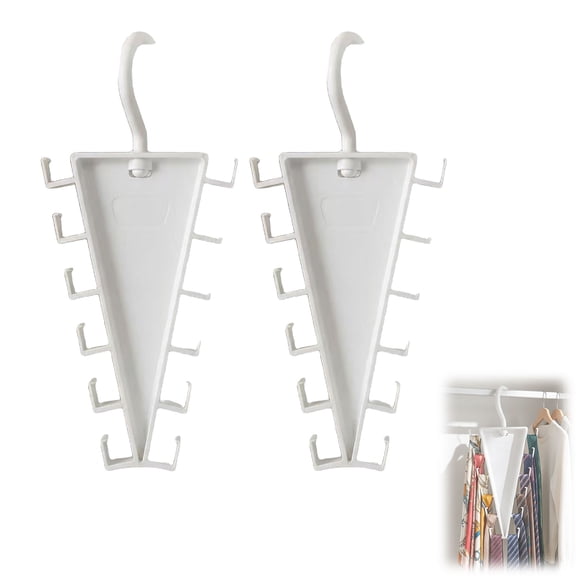 V-Shaped Double-Sided Closet Organizer Hanger, 360° Rotatable Space-Saving Rack with 12 Hooks for Pants Hats Bags(2PCS)
