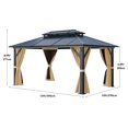 thumbnail image 3 of Dextrus 10x13FT Double Roof Hardtop Gazebo with Nettings&Shaded Curtains,Outdoor Polycarbonate Gazebo with Aluminum Frame for Patio, Backyard, Deck, and Lawns - Brown, 3 of 5