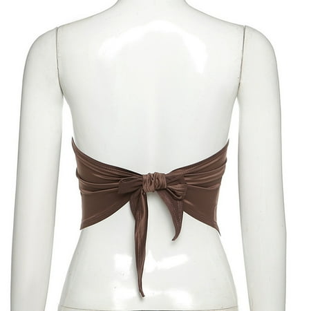 

Cathalem Underwear Women Casual Bra Slim Fashion Solid Bandage Vest Women s Color Backless Women s Blouse Casual Tops Women Vest Brown Medium