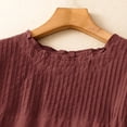 thumbnail image 5 of Lenpel Line Tops for Women Trendy Short Sleeve Ruffle Crew Neck Pleated Solid Color T-Shirts Fashion Casual Blouses, 5 of 5