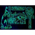 thumbnail image 2 of Bastet Nefertiti Ankh and Tutankhamun on Antiqued Papyrus, Glow in Dark Unique Painting - 17x13 Inches, 2 of 5