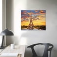 thumbnail image 3 of COMIO Cityscape Canvas Wall Art Nature Landscape Print Skyline Picture Eiffel Tower at sunset Painting Artwork Giclee for Living Bathroom Room Wall Decor 20x16 Frameless, 3 of 4