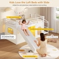 thumbnail image 4 of Twin Loft Bed with Slide, Storage Stairs and Desk, Low Metal Loft Beds with LED Lights & Under-Bed Play Space & High Guardrail, Twin Size Beds for Teen, White, 4 of 9