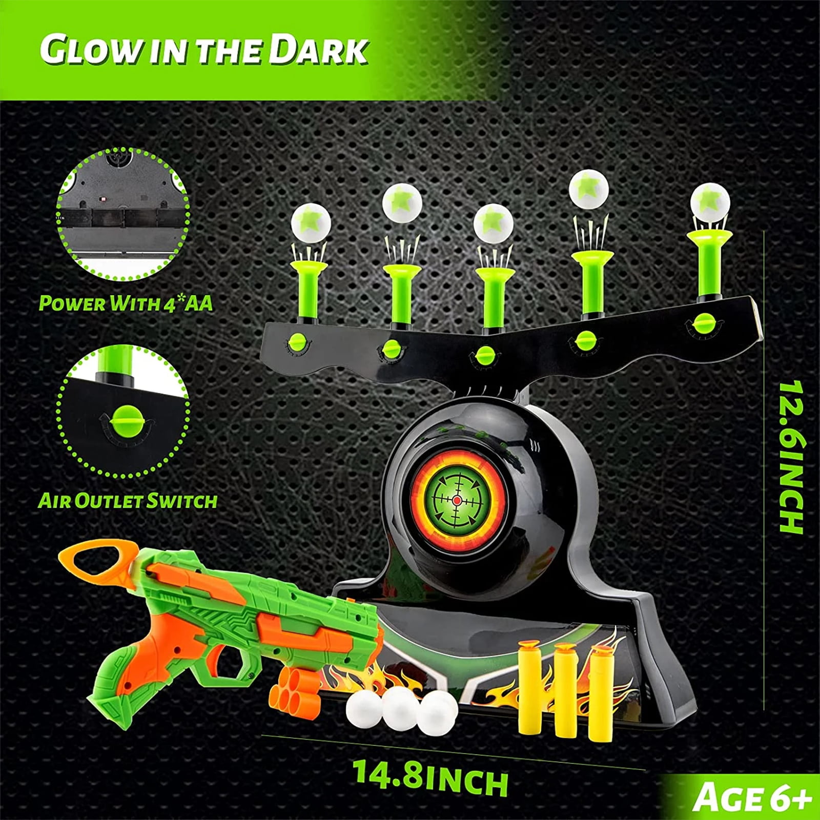 Dropship Shooting Targets For Nerf Guns Shooting Game Glow In The Dark  Floating Ball Electric Target Practice Toys For Kids Boys Hover Shot 1  Blaster Toy Gun 10 Soft Foam Balls 3