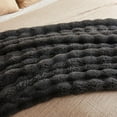thumbnail image 4 of Faux Fur Throw Blanket, Dark Grey Cozy Plush Bubble Bed Blanket, Thick and Warm King Size (108" x 90"), 4 of 7