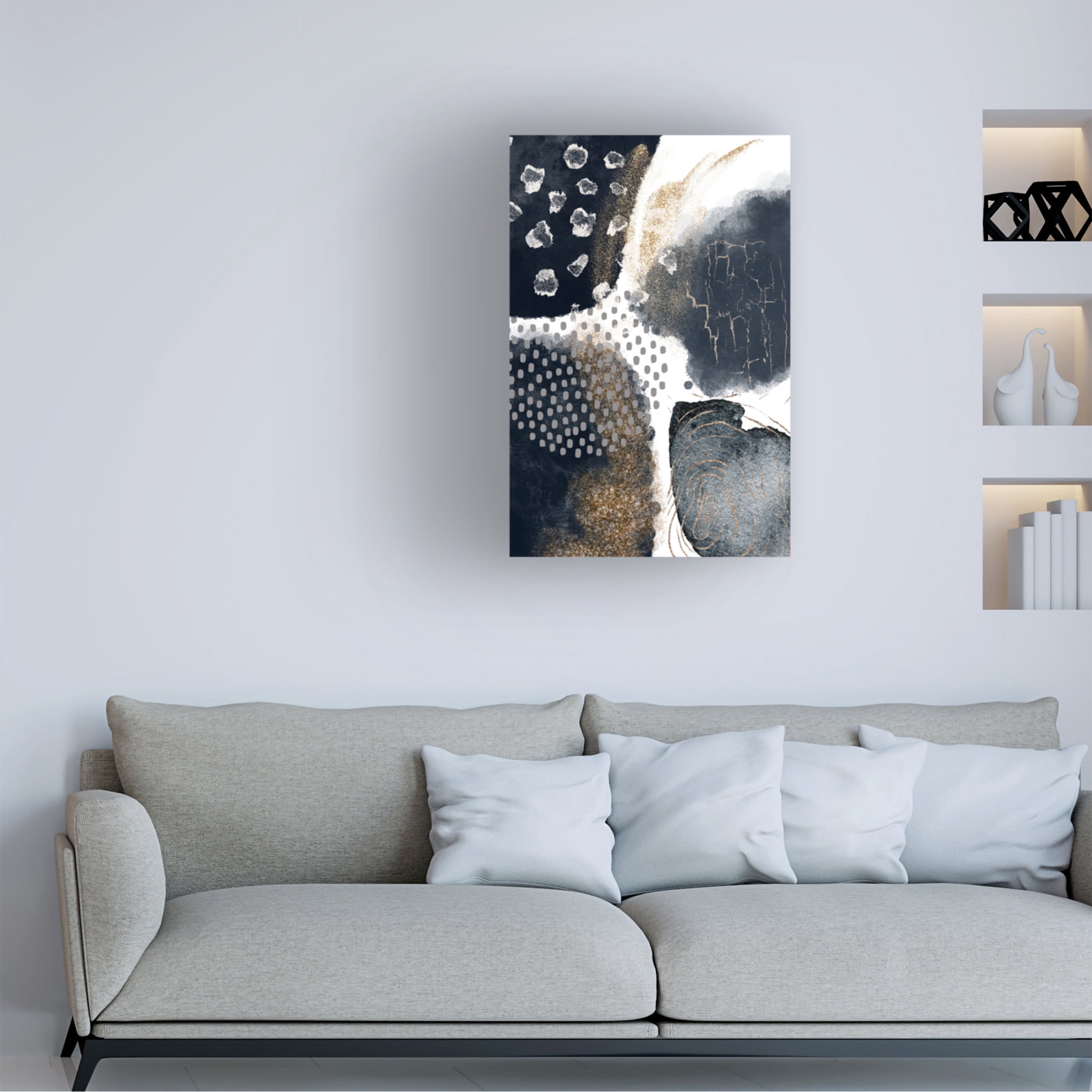 Trademark Fine Art Sally Ann Moss Abstract Black and Gold 1 Canvas Wall Art