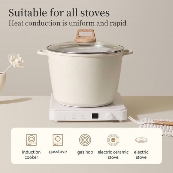 Hoarbar 10.5QT Large-Capacity Nonstick Stock Pot – High-Temperature Resistant, Compatible with Electric, Ceramic, and Gas Stoves – Ideal for Home Cooking, Housewarming & New Home Gift