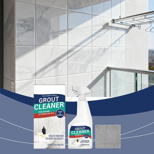 Kit limpiador de juntas de azulejos | Quitamanchas suave de uso diario de 237 ml para juntas de suelo y pared con propiedades blanqueadoras y selladoras | Fórmula con pH equilibrado y cepillo