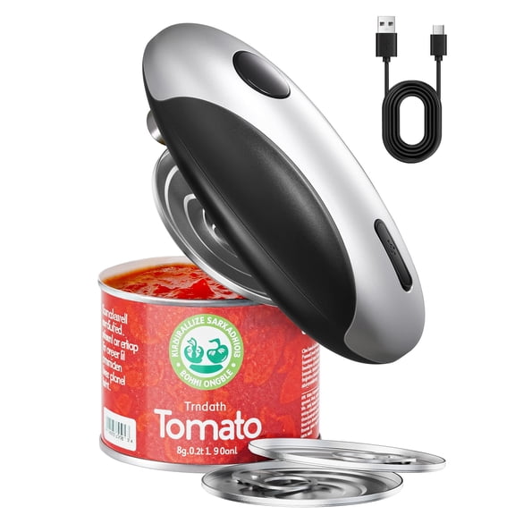 USB rechargeable electric can opener - battery-powered, one-button automatic operation, magnetic lid bracket and smooth edge cutting, cordless, convenient for the elderly to use, can be used with all