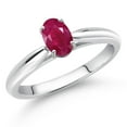 thumbnail image 2 of Gem Stone King 0.60 Ct Oval Red Ruby 10K White Gold Solitaire Engagement Ring, 2 of 4