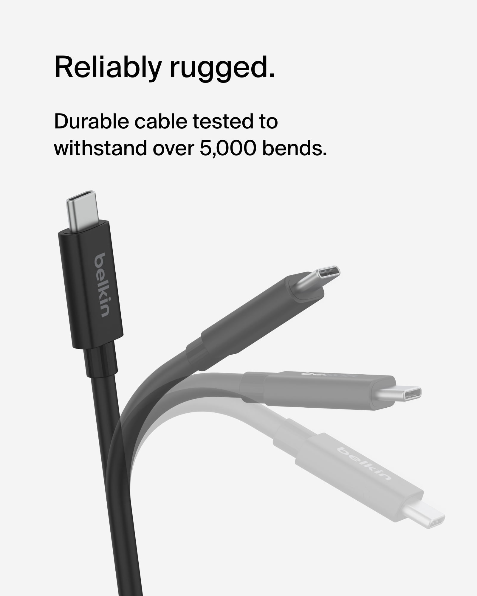 Belkin Connect USB4 Cable (6.6ft/2M Power Cable), USB-C to USB-C Cable w/ 240W Power Delivery + 20Gbps - USB4 Compliant Power Cable, Compatible with MacBook, Windows, Chromebook, & More