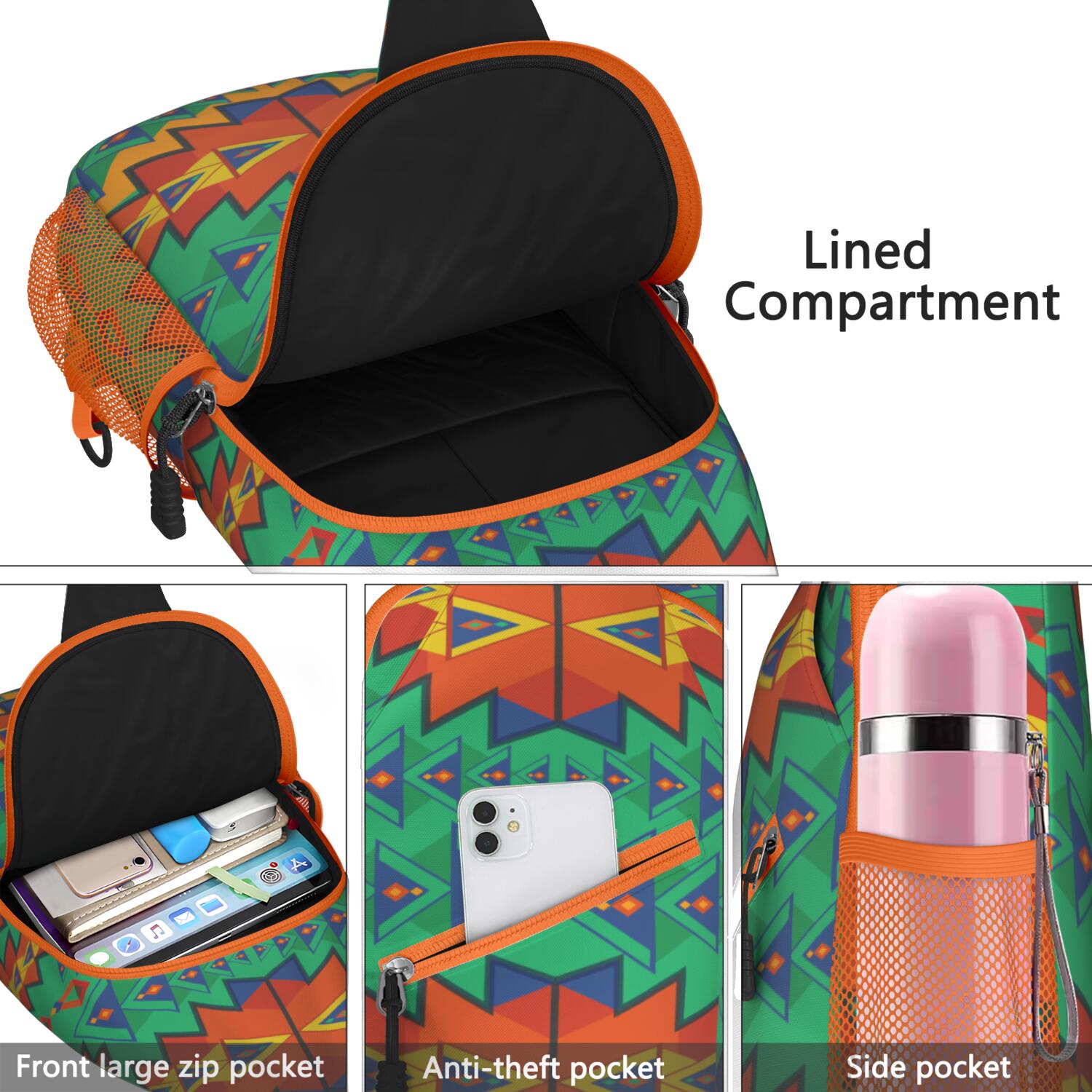 Artistic Home Accents Chest Bag Anti-Theft Crossbody Sling Bag for Commuting Vintage & Durable