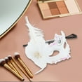 thumbnail image 4 of Unique Bargains Halloween Christmas 1 Pc Ostrich Feather Half Face Party Mask for Masquerade Party White, 4 of 5