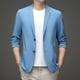 thumbnail image 4 of Chaqueta de traje para hombre, manga tres cuartos, informal, a la moda, transpirable, para hombre Azul 4XL, 4 of 9