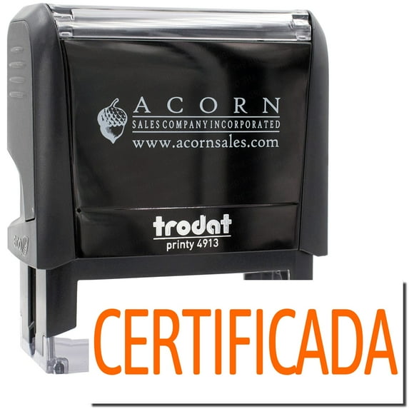 Large Self-Inking Certificada Stamp, Trodat Printy 4913, Press and Print Stamping, Impression Size 7/8" x 2-1/4", Up to 10,000 Impressions - Orange Ink