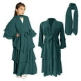thumbnail image 5 of Otqutp Kids Abayas Dress for Girls Chiffon Layered Muslim Dresses Pleated Elegant Long Skirt Kaftan Prayer 𝗜slamic Maxi Dress, 5 of 7