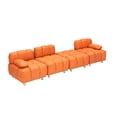 thumbnail image 6 of 90.60" Orange Sofa with Technology Cloth – Waterproof, Stain & Cat Scratch Resistant, Space-Saving Design for Apartments & Bedrooms, 6 of 7