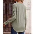 thumbnail image 4 of Camiseta de Manga Larga con decoración de Botones para Mujer Blusa Informal Suelta con Cuello en V y Dobladillo Irregular para Trabajo de Oficina Gris XL, 4 of 8