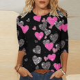 thumbnail image 2 of RQYYD Valentines Shirts for Women Plus Size Cute 3/4 Sleeve Funny Graphic Tee Shirt Heart Shaped Fashion Casual Clothes Tops, 2 of 5