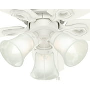 Hunter 42 inch Indoor Ceiling Fan with LED Lights - White Ceiling Fan with Pull Chain, For Bedroom, Living Room, or Kitchen, Low Profile Mount, No Remote, 5 Blades - Builder 51090, Snow White