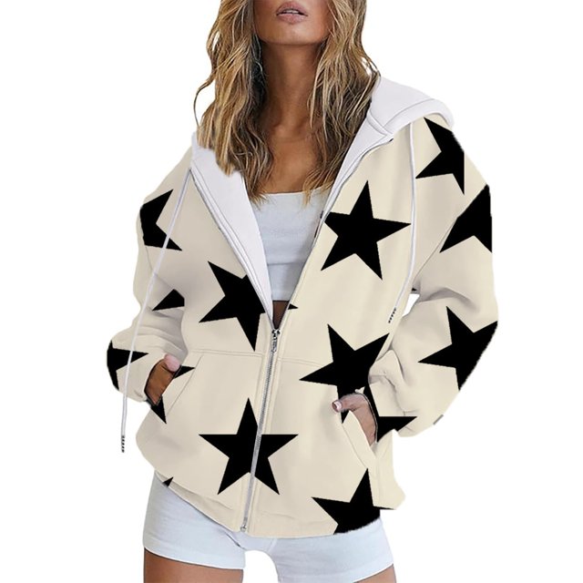 IMENGL Spring autumn hooded sweatshirt with zipper, Beige 3XL, Size M-3XL