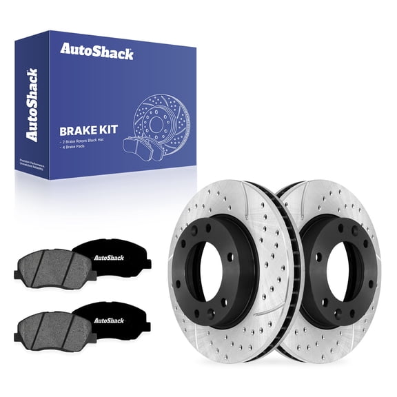 AutoShack Front Brake Rotors & Premium Pads for Kia & Hyundai, Sedona 2006-2012, 2014 Entourage 2007-2010, FWD V6 3.5L 3.8L - E-Coated Drilled & Slotted - ShadowGuard - 11.73" (297.9 mm), 6-Lug