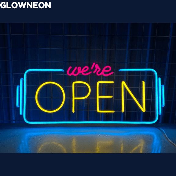 Glowneon We're Open Neon Sign, Open Logo Welcome For Business Led Art