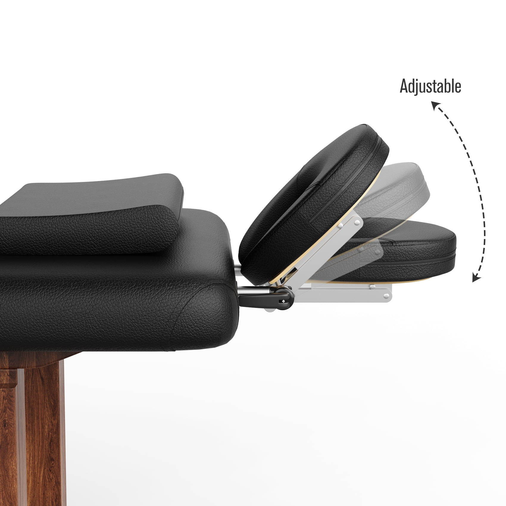 Miniyam 80" -Beauty Salon Beauty Bed Modern Massage Bed - Black High Quality Birch, 4 Adjustable Height Legs, With C-Shaped Pillow, Chest Hole Pillow