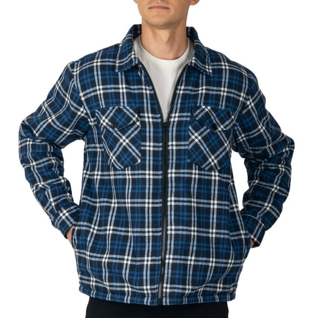 Alpine Swiss Felix Mens Fleece Flannel Jacket Heavyweight Zip-Up Plaid Shacket