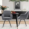 thumbnail image 2 of Dining Chair Set of 2, Modern Accent Armchair with Metal Legs, Upholstered Velvet Kitchen Chairs, Living Room Chair for Dining Room Living Room Bedroom, Gray, 2 of 7