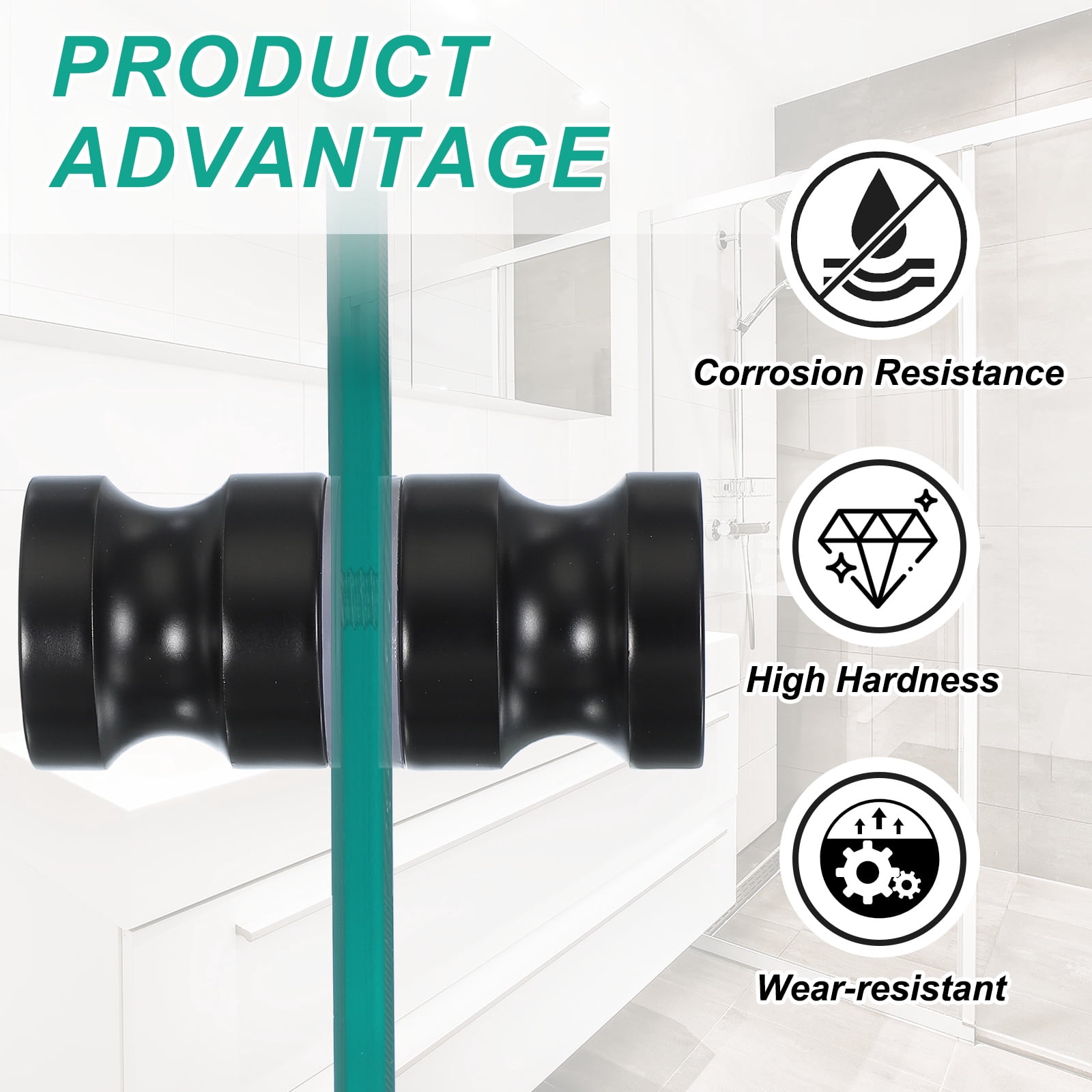 Uxcell Glass Shower Door Handle, Stainless Steel Back-to-Back Shower Door Knob for Bathroom and Sliding Doors Black