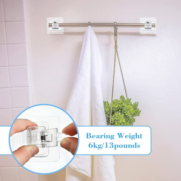6pcs Curtain Rod Bracket TSV Self Adhesive Wall Mount Holder Drapery Hook Holders Fixing Rod Holder Curtain Pole Wall Brackets Towel Rod Hooks for