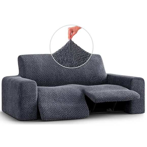 PAULATO BY GA.I.CO. Recliner Loveseat Cover - 2 Seater Recliner Slipcover - Soft Polyester Fabric Slipcover - 1-Piece Form Fit Stretch Furniture Protector - Velvet - Grey (Recliner Cover)