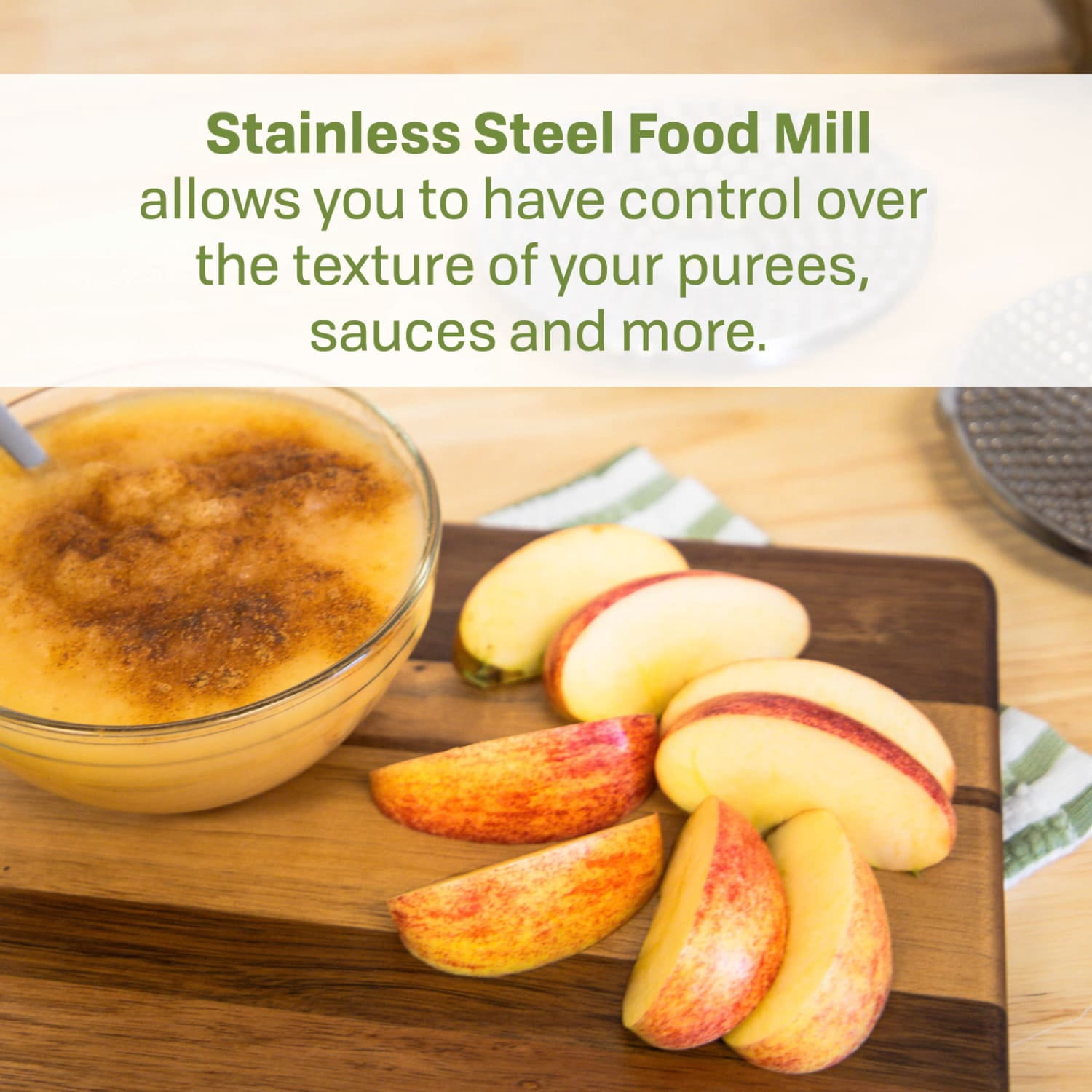 NESCO 32 oz Stainless Steel Food Mill, Multi-Use Canning Supplies for Purees and Sauces, Grinder for Canning Tomato Sauce, Jam, and Homemade Baby Food